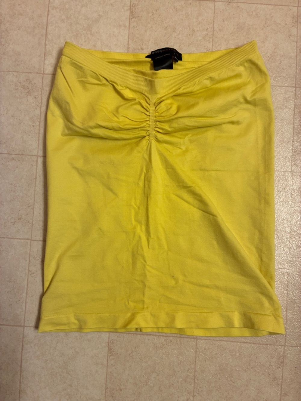 BCBGMaxAzria Bright Yellow Ruched Front Pencil Skirt